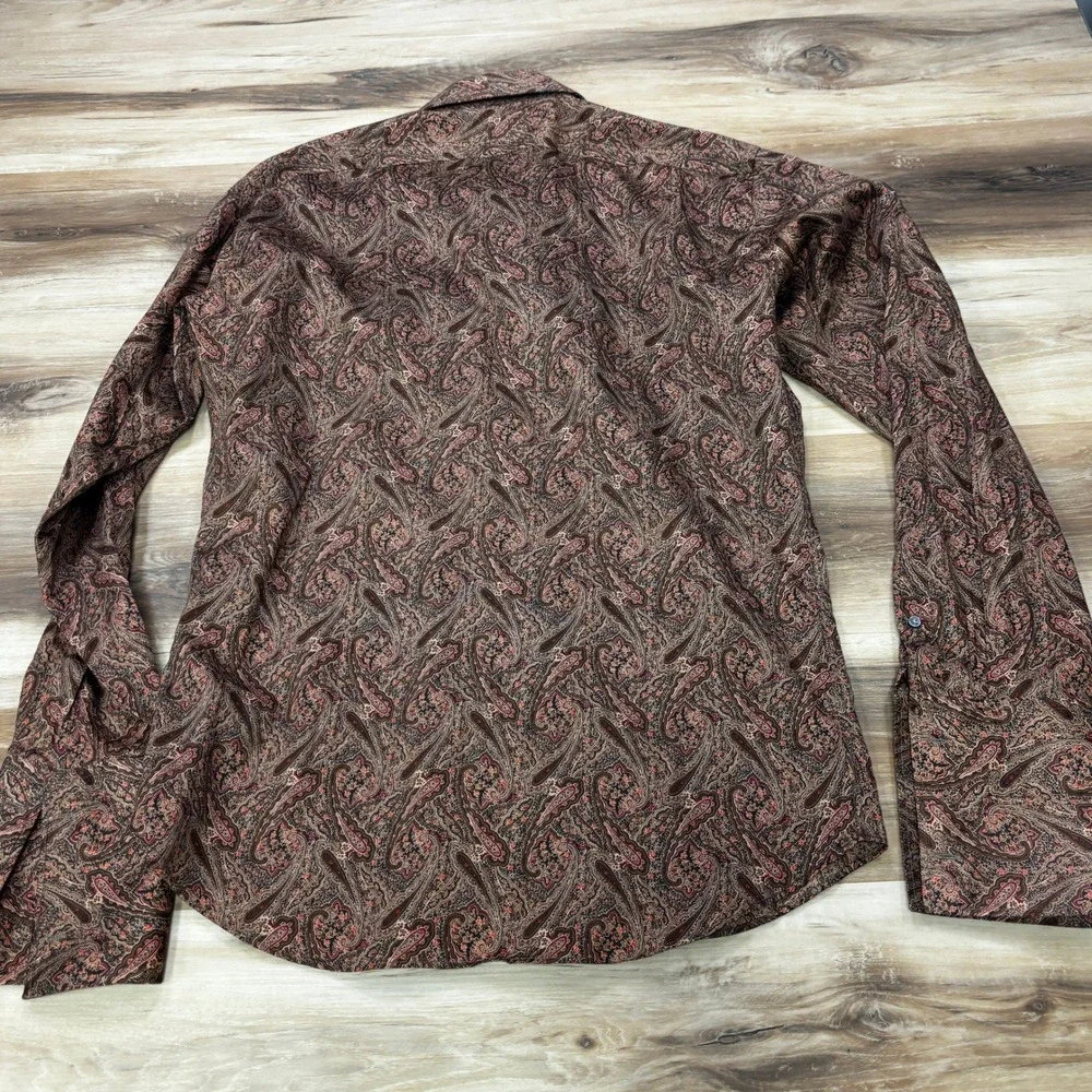 Y2K Banana Republic Dress Shirt L Paisley Button Down Cotton Slim French Cuffs